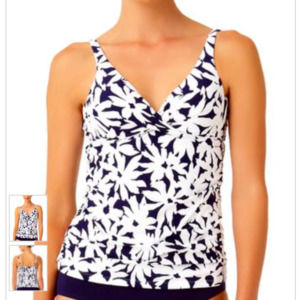 Anne Cole, Navy & White Floral Tankini Top